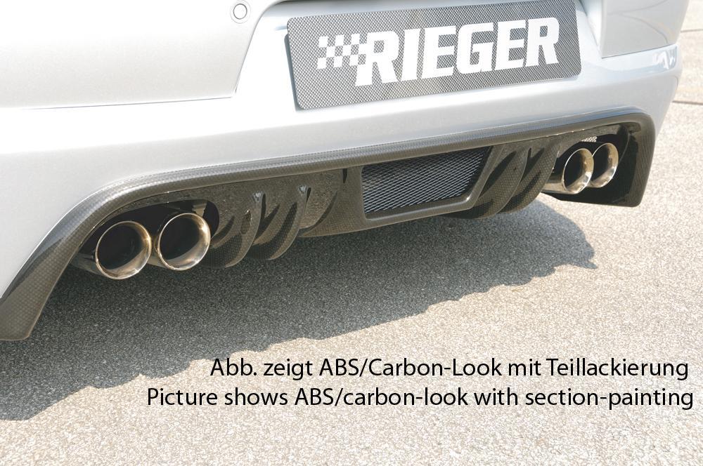 VW Eos (1F) Rieger Heckansatz für Doppelendrohr li. u. re., ABS, Carbon-Look,
inkl. Alugitter, Gutachten, Montagezubehör