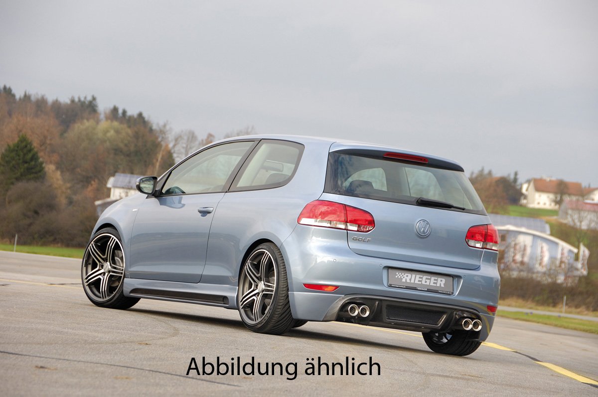 VW Golf 6 Rieger Heckschürzenansatz für Endrohr li., ABS, Carbon-Look,
inkl. Montagezubehör, Alugitter, Gutachten