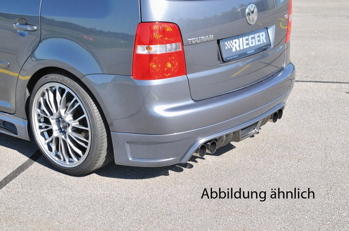 VW Touran (1T) Rieger Heckschürzenansatz für Doppelendrohr li., ABS, Carbon-Look, für Fzg. mit Anhängekupplung,
inkl. Alugitter, Montagezubehör, Gutachten