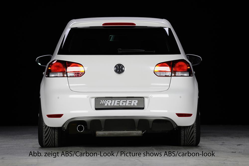 VW Golf 6 Rieger Heckeinsatz für orig. Endrohr li., ABS, Carbon-Look,
inkl. Montagezubehör