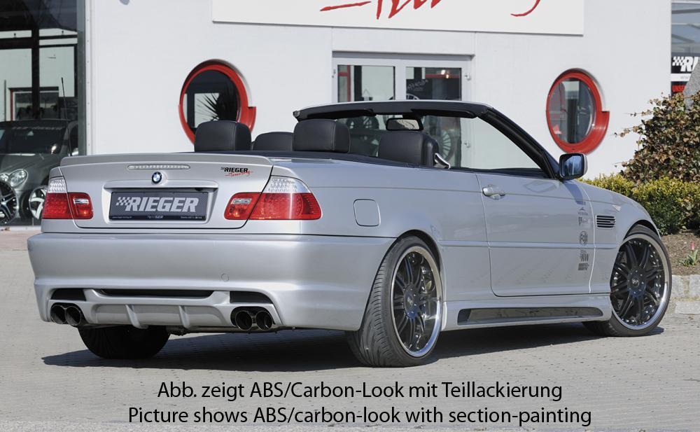 BMW 3er E46 Rieger Seitenschweller links, mit Schacht, mit Ausschnitt, ABS, Carbon-Look,
inkl. Alugitter, Montagezubehör