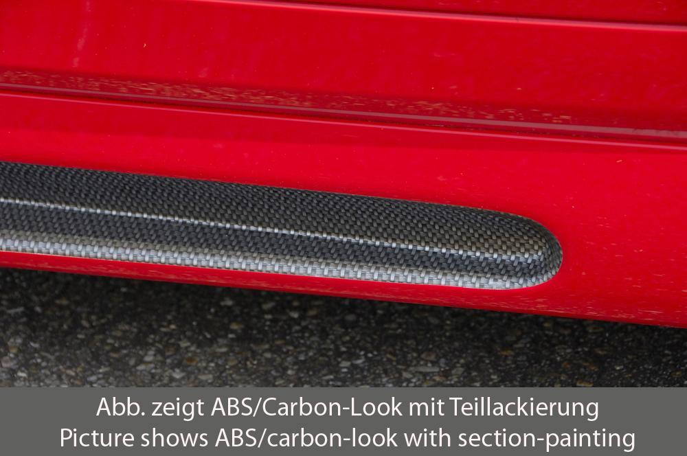 Opel Corsa D Rieger Seitenschweller links, mit Schacht, mit Ausschnitt, ABS, Carbon-Look,
inkl. Alugitter, Montagezubehör, Gutachten
