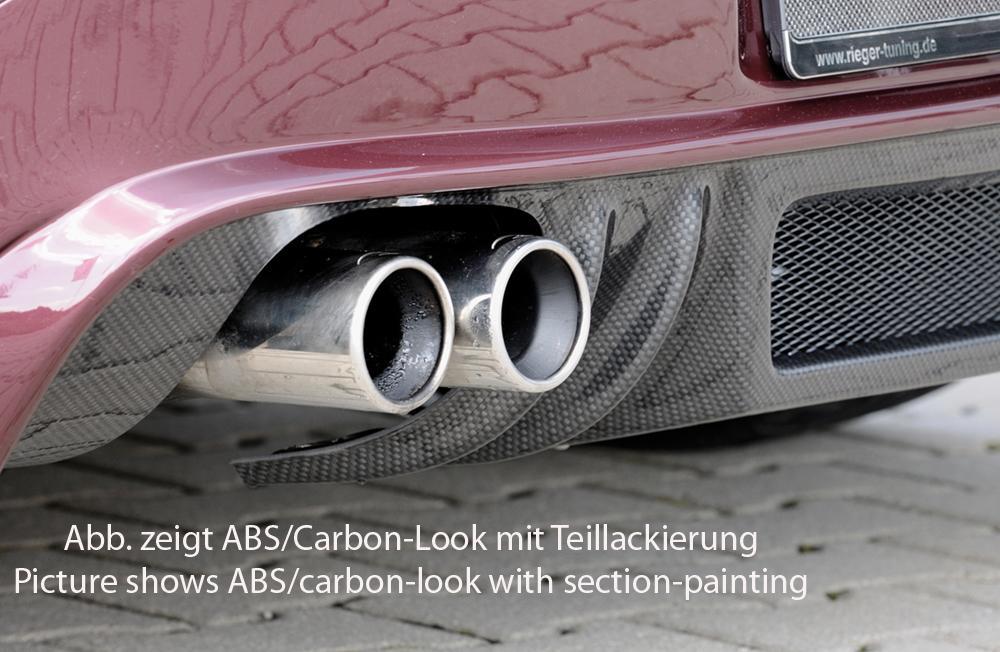 BMW Z4 (E85) Rieger Heckansatz für Doppelendrohr li. u. re., (4x90mm ø), ABS, Carbon-Look,
inkl. Alugitter, Montagezubehör, Gutachten