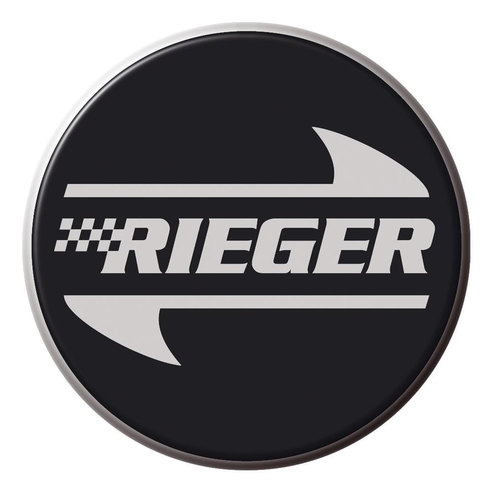 Rieger 3D-Emblem schwarz/chrom, rund, groß 6cm, z. B. für Nabendeckel