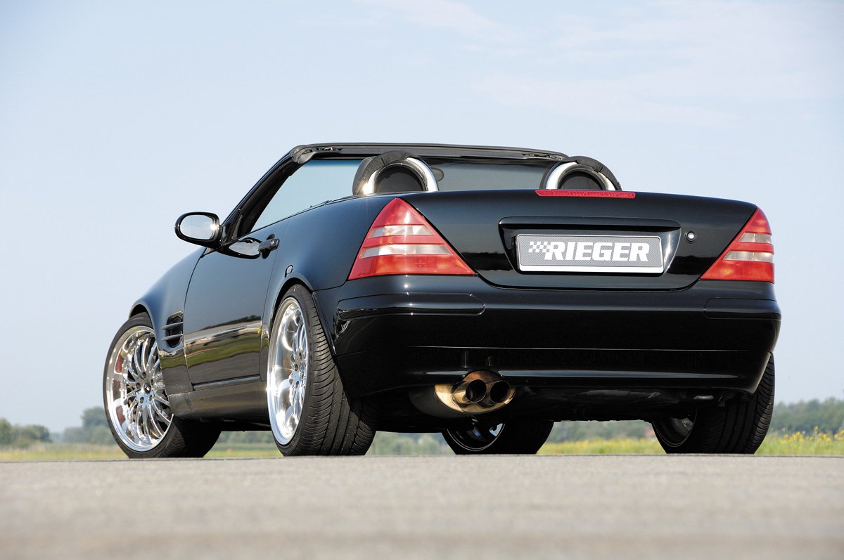 Mercedes SLK (R170) Rieger Bausatz für Serienkarosse SL-Look Einzelabnahme §21 nur im Hause RIEGER möglich! mit Halter f. orig. NSW, mit integr. Kühlergrill, mit seitlichen Rippen, ABS, GFK, inkl. Alugitter, Montagezubehör