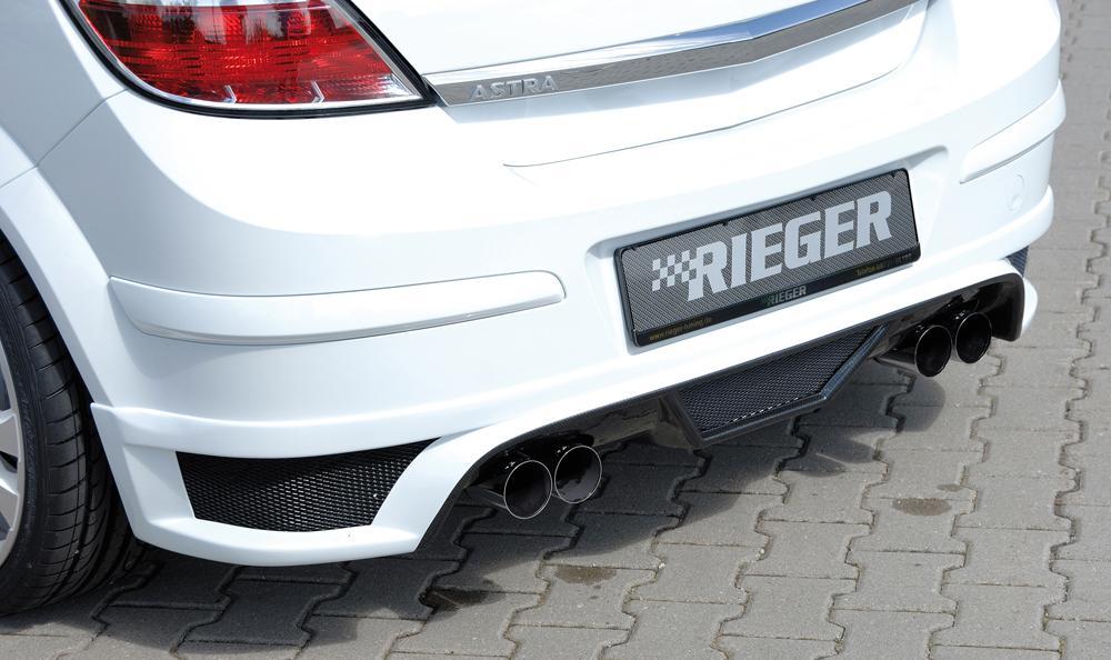 Opel Astra H Rieger Halbanlage ab Kat, für RIEGER-Heckansatz 1.6l Turbo 132 kW, 2.0l Turbo 125 kW / 147 kW für RIEGER-Heckansatz, rechts, links, 4x76mm, Edelstahl,
inkl. Gutachten