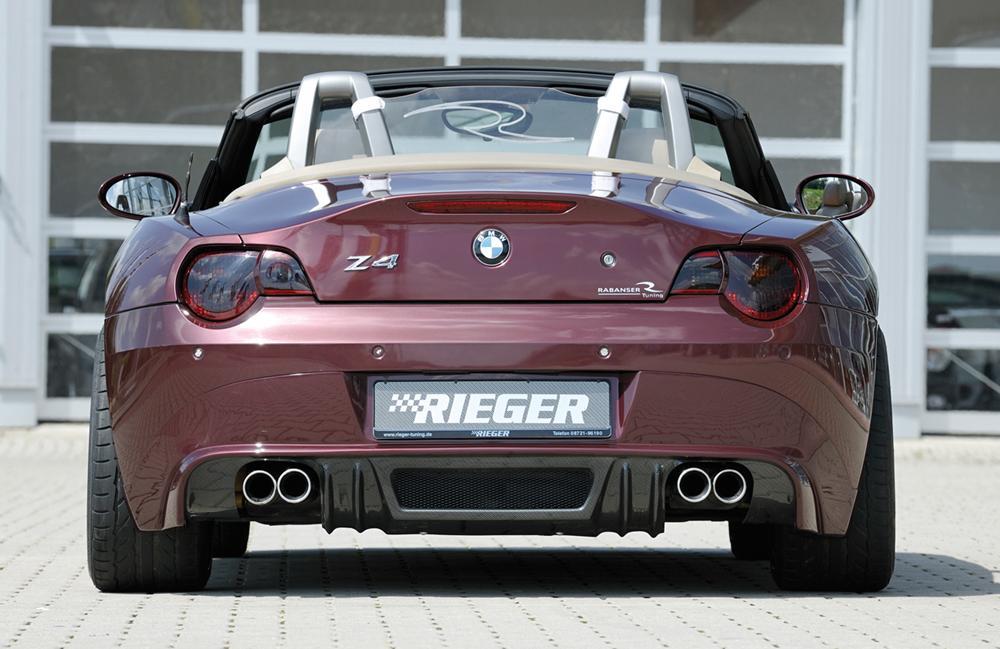 BMW Z4 (E85) Rieger ESD, Ls/Rs, 4x90mm, Typ 12 BMW Z4 (Z85) Coupe / Roadster links, rechts, mit Prägung, für RIEGER-Heckansatz, 4x90mm, Edelstahl,
inkl. Montagezubehör, Gutachten