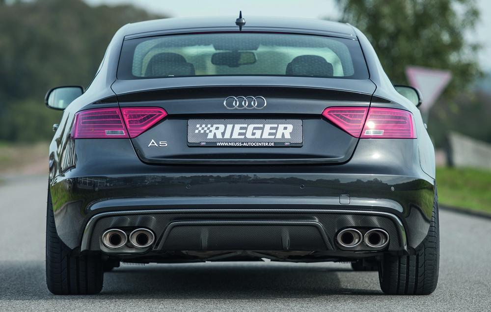 Audi A5 (B8/B81) Rieger ESD links/rechts, Audi A5 (B8) Sportback 2.0 TFSI 132/155 kW 2.7 TDI 140kW 3.0 TDI 176kW 4x115x85mm, für RIEGER-Heckansatz, für RIEGER-Heckeinsatz, links, rechts, Edelstahl,
inkl. Montagezubehör, Gutachten