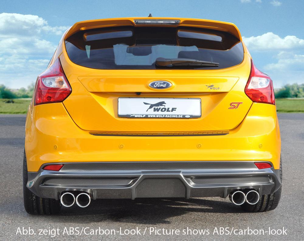 Ford Focus 3 ST Wolf Heckschürzenansatz W1218643 für Doppelendrohr li. u. re., (4x90mm ø), ABS,
inkl. Montagezubehör, Gutachten