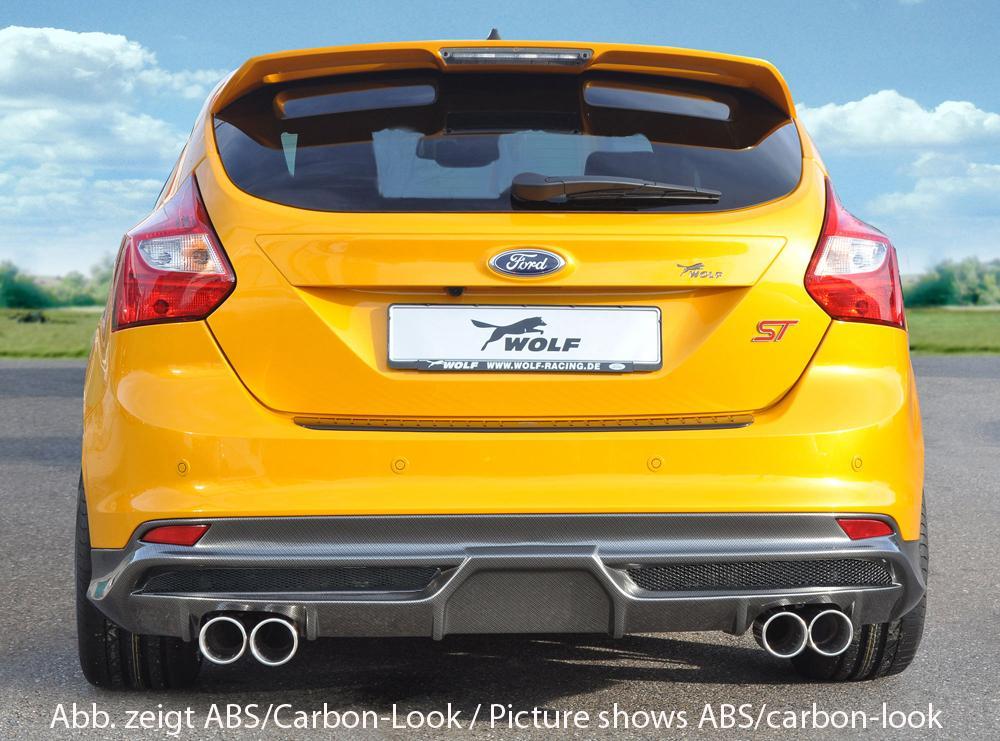 Ford Focus 3 ST Wolf Heckschürzenansatz W1218647 mit Gittereinsatz li./re., für Doppelendrohr li. u. re., (4x90mm ø), ABS,
inkl. Alugitter, Montagezubehör, Gutachten