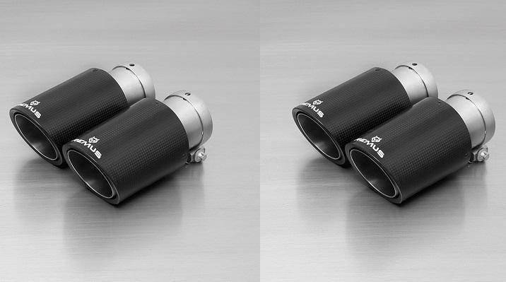 Remus Endrohr-Set li/re je 2x Ø 84mm Carbon-Endrohre, schräg, Innenaufbau Titan mit einstellbarem Kugelanschluss