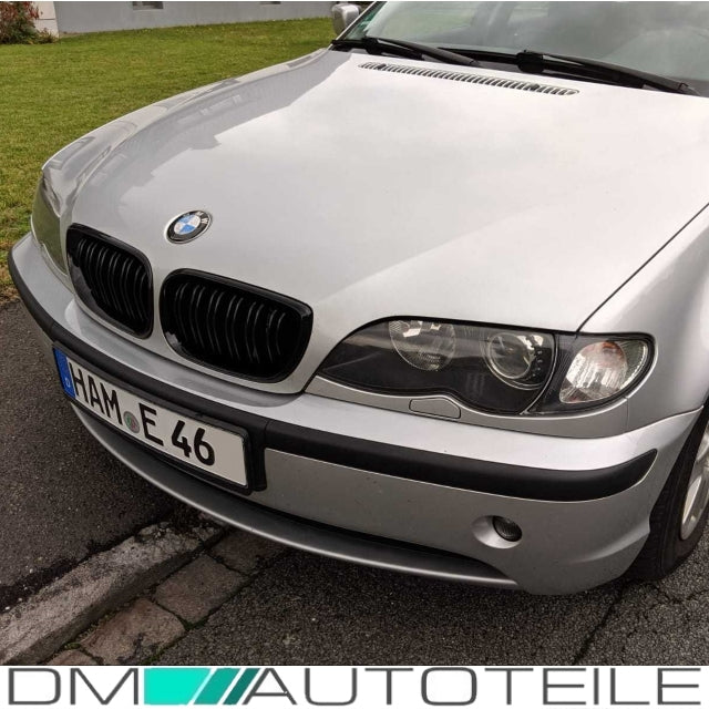Kühlergrill Schwarz Glanz Doppelsteg passt für BMW E46 Limo Touring 01-05 auch M