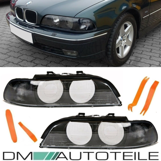 Scheinwerferglas SET Smoke + Werkzeug passt für BMW E39 Limousine Touring 95-00