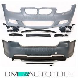 Set Stoßstange Vorne + Hinten + Zubehör passend für BMW E90 Facelift 08-11 für M-Paket aus ABS für SRA/PDC