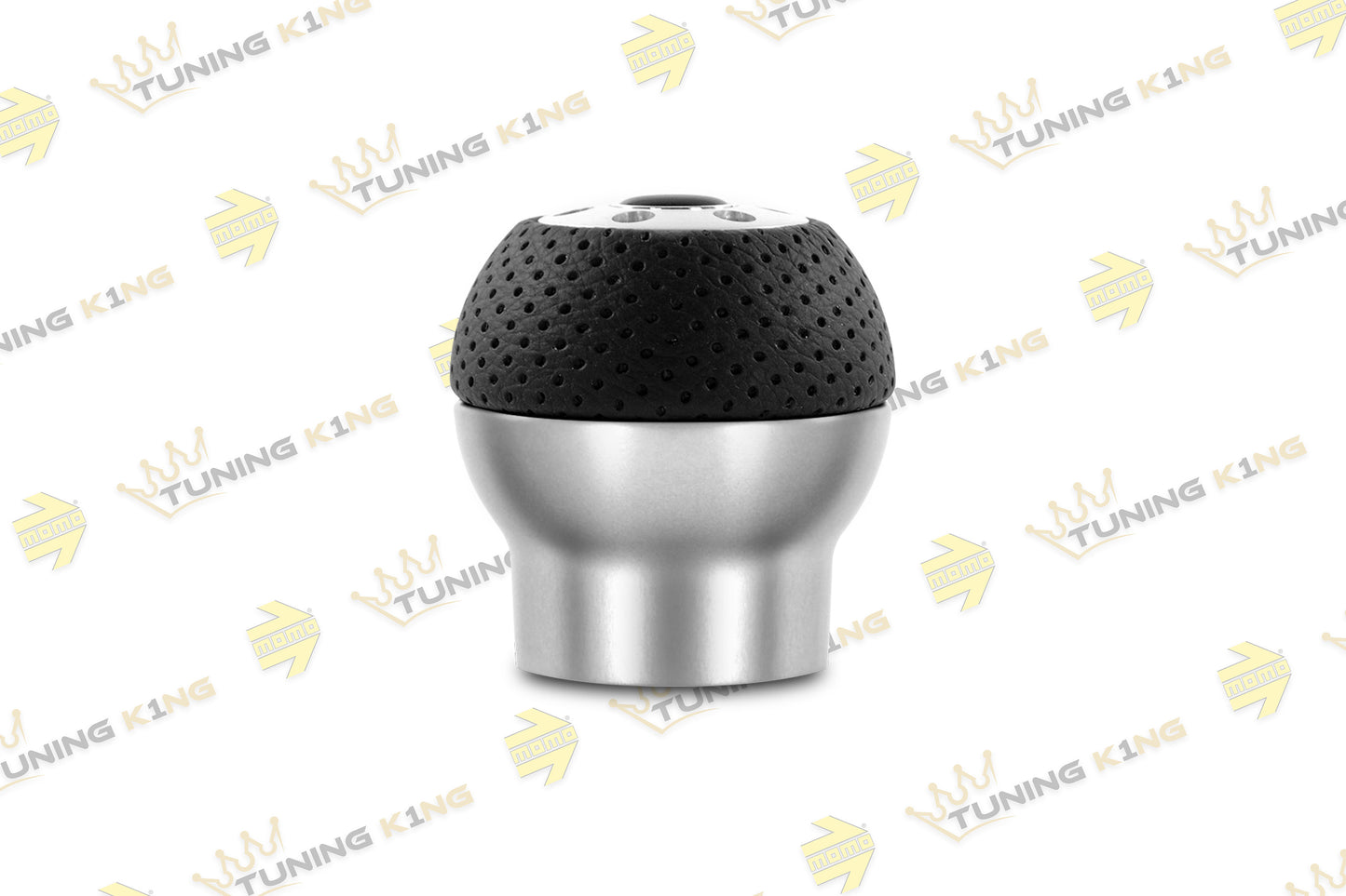 MOMO Schaltknauf Race Airleather Alu S Schwarz Leder Rückwärtsgangarretierung