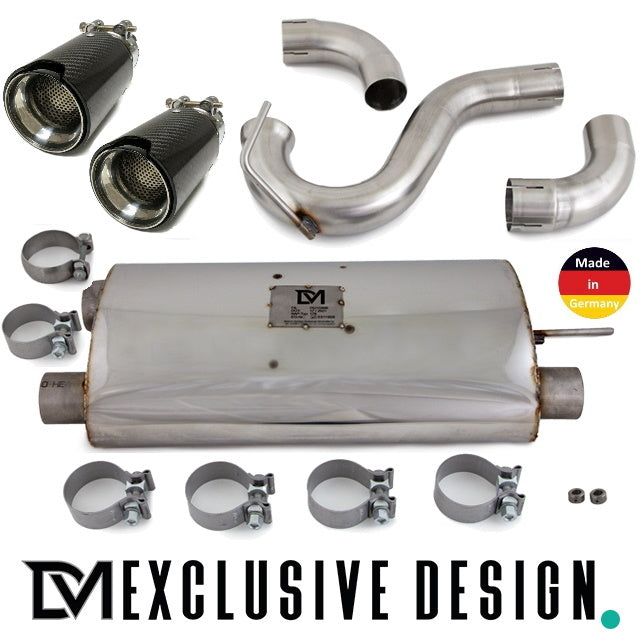 DM Exklusive Design Duplex 335d Auspuffanlage Performance+Diffusor Edelstahl Blenden Carbon glanz Made in Germany passt fü...