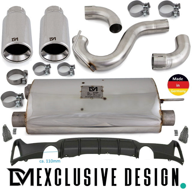 DM Exklusive Design Duplex 435d Performance Umrüstung Auspuffanlage + Diffusor Edelstahl poliert Made in Germany passt für...