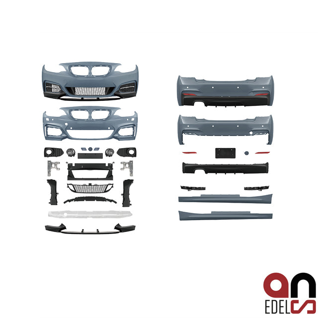 AN Performance Umbau Sport Bodykit für SRA + mit/ohne PDC 2-Rohr links passend für BMW 2er F22 F23 Serie & M-Paket Modelle bj. 14> außer M235i