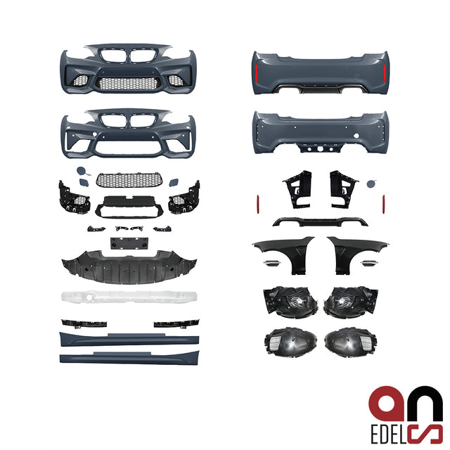 AN Evo Umbau Sport Bodykit +Diffusor Duplex +Kotflügel passend für BMW 2er F22 F23 Serie & M-Paket Modelle bj. 14> auch M2 F87