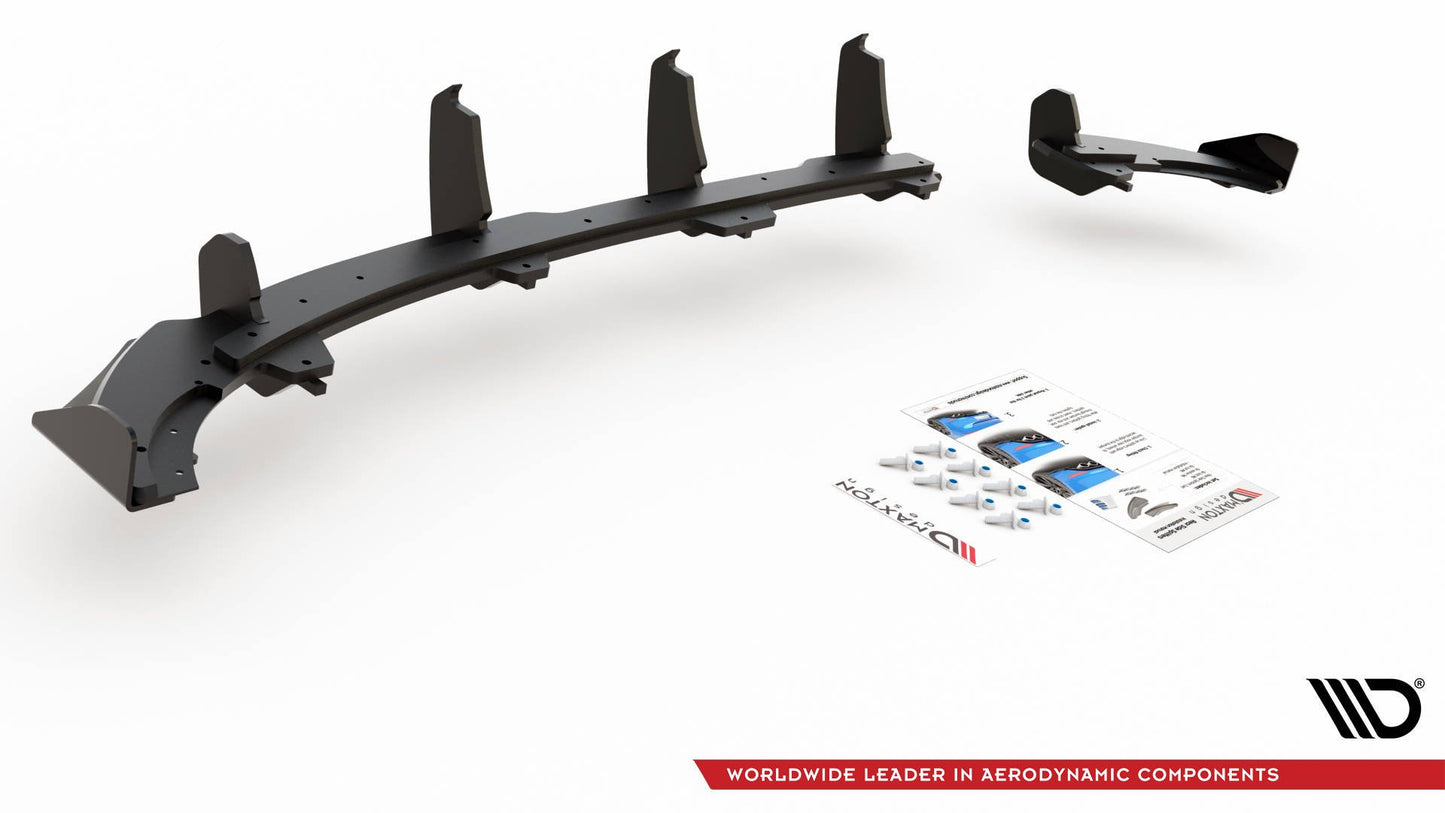 Robuste Racing Diffusor Heck Ansatz +Flaps für Volkswagen Polo GTI Mk6 schwarz Hochglanz