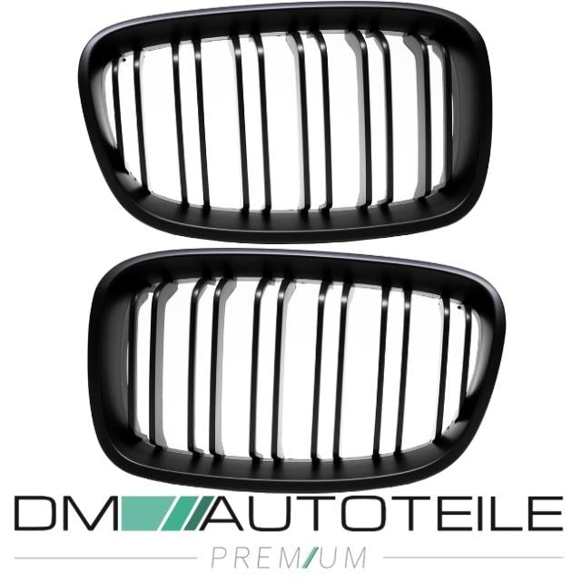 Set Doppelsteg Kühlergrill Schwarz Matt passend für BMW F20 F21 vor Facelift bj 11-15