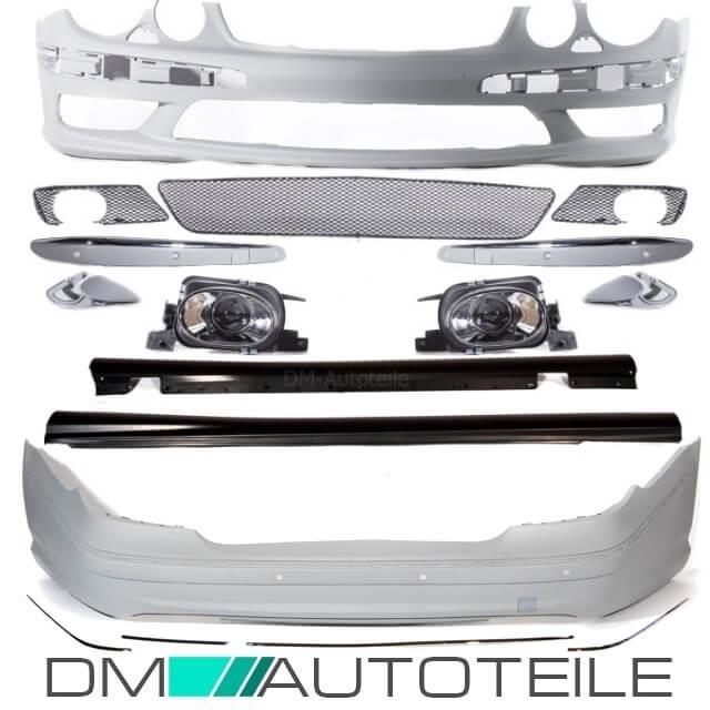 Mercedes W211 02-06 Stoßstange Vo. + Hi. ABS Kiemen Bodykit +Zubehör für E55 AMG