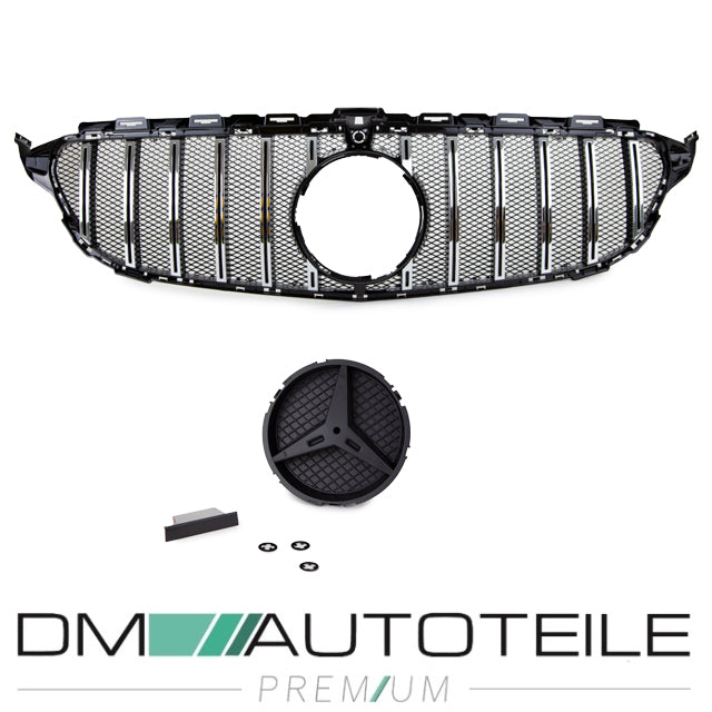 Sport Kühlergrill für Panamericana GT Grill Schwarz Chrom+ Race Gitter passt für Mercedes S205 W205 14-18