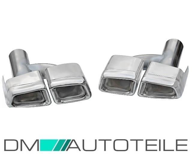 Mercedes W221 W212 Auspuffblenden Endrohre Eckig Blenden 05-11 + Zubehör S63 AMG