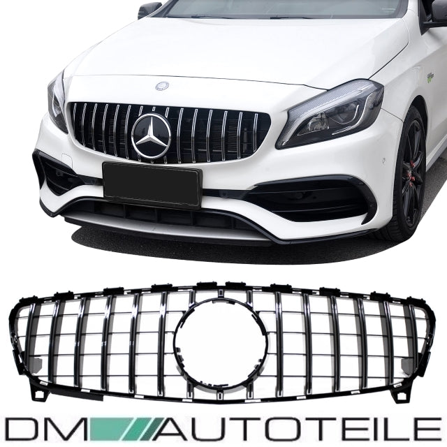 Sport -Panamericana GT Facelift Kühlergrill Chrom Schwarz passend für Mercedes A-Klasse W176 Mopf 2015-2019