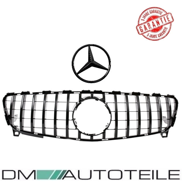 Set Sport -Panamericana GT Facelift Kühlergrill Komplett Schwarz + Stern lackiert passend für Mercedes A-Klasse W176 Mopf 2015-2019