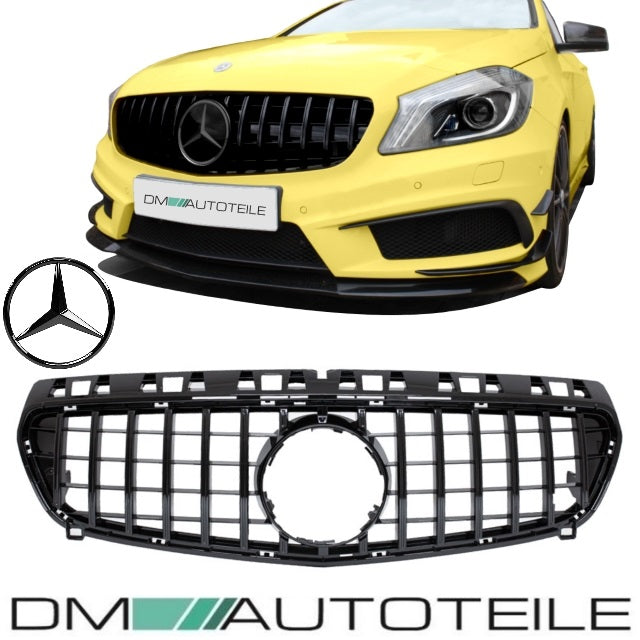 Set Sport Kühlergrill für Panamericana GT Schwarz + Stern Hochglanz passend für Mercedes W176 Vor Mopf 12-15