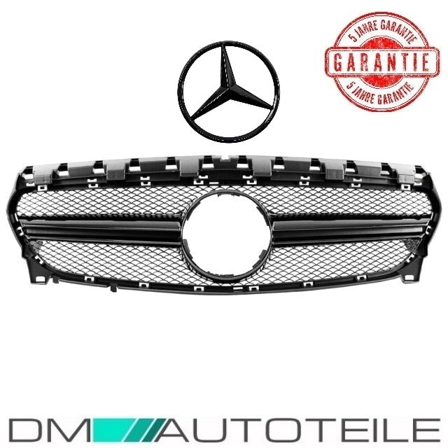 Sport Kühlergrill Schwarz Glanz +Stern lackiert passt für Mercedes W117 C117 CLA Mopf nicht 45 AMG ab 2016