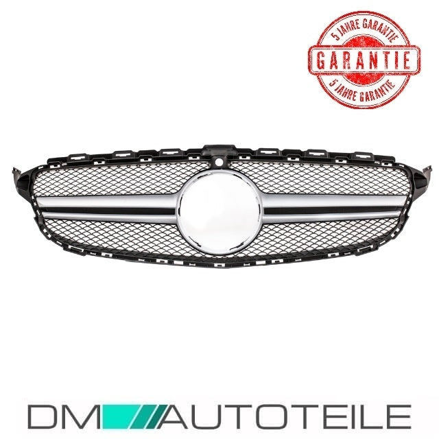 Wabendesign Kühlergrill Schwarz Silber passt für Mercedes W205 C-Klasse nicht C63 AMG +Kamera Bj 14-18
