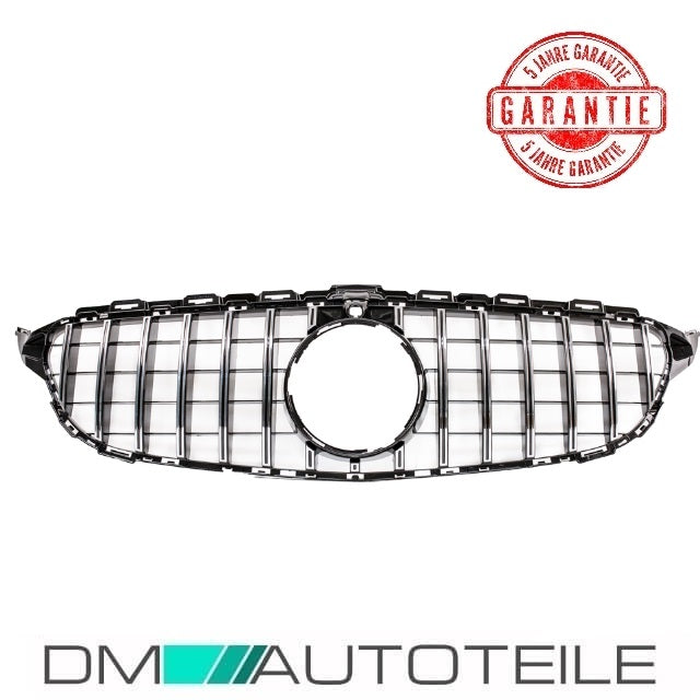 Sport-Panamerica GT Kühlergrill Schwarz Chrom passt für Mercedes C-Klasse W205 14-18 + 360° Kamera