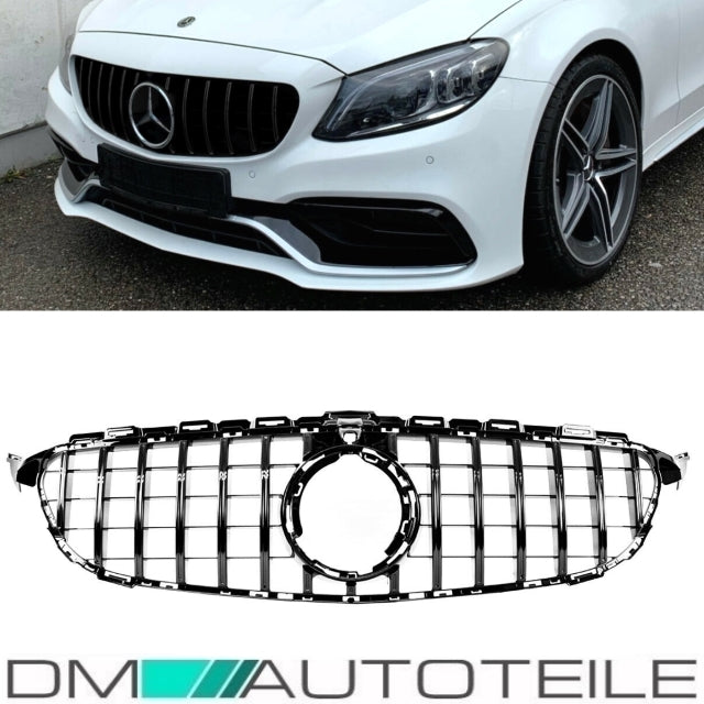 Sport-Panamericana GT Facelift Kühlergrill Schwarz Glanz passt für Mercedes C-Klasse W205 S205 Mopf ab 2018 +Kamera
