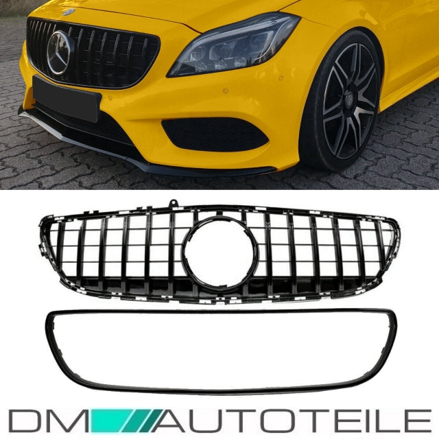 Sport-Kühlergrill für Panamericana GT Schwarz glanz passt für Mercedes W218 CLS Mopf Bj 2014-2018 ohne Kamera