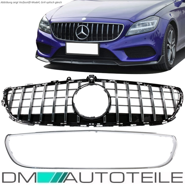 Sport-Kühlergrill für Panamericana GT Chrom passt für Mercedes W218 CLS für Kamera 14-18 Facelift