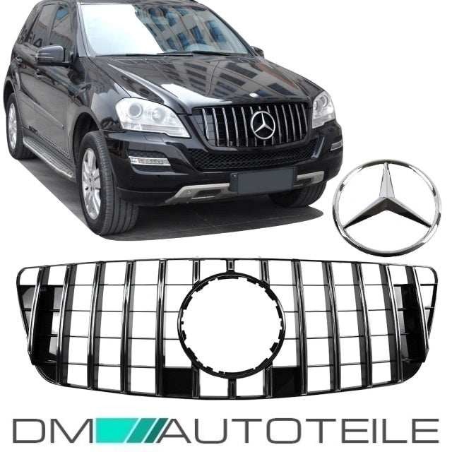 Set Sport-Panamericana Kühlergrill Chrom +Stern passt für Mercedes ML W164 09-11 Facelift