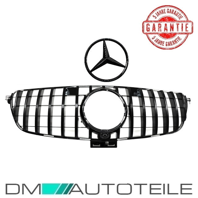 Sport-Kühlergrill für Panamericana GT Schwarz glanz für Kamera +Stern passt für Mercedes M-Klasse W166 GLE Bj ab 2015