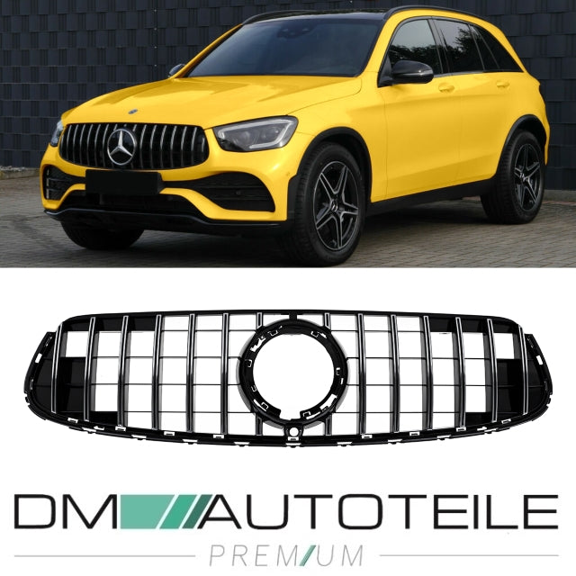 Sport Kühlergrill für Panamericana GT Schwarz Chrom passt für Mercedes GLC X253 Facelift nur AMG Line Bj ab 2019 aus ABS