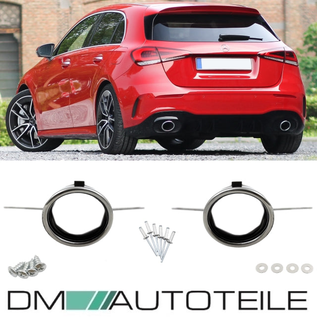 Sport Auspuffblenden SET 1-Rohr Chrom passt für Mercedes A-Klasse W177 nicht A35 AMG