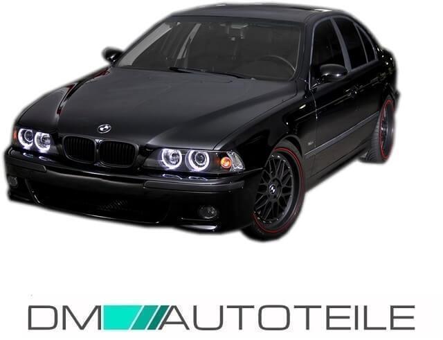 H7/H7 Angel Eyes Scheinwerfer Set Schwarz 95-03 + Osram Birnen passt für BMW E39