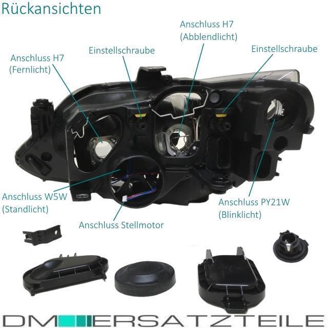 SET Seat Ibiza 6J Scheinwerfer Links Klarglas Chrom Schwarz 12-15 H7/H7 + Birnen SET