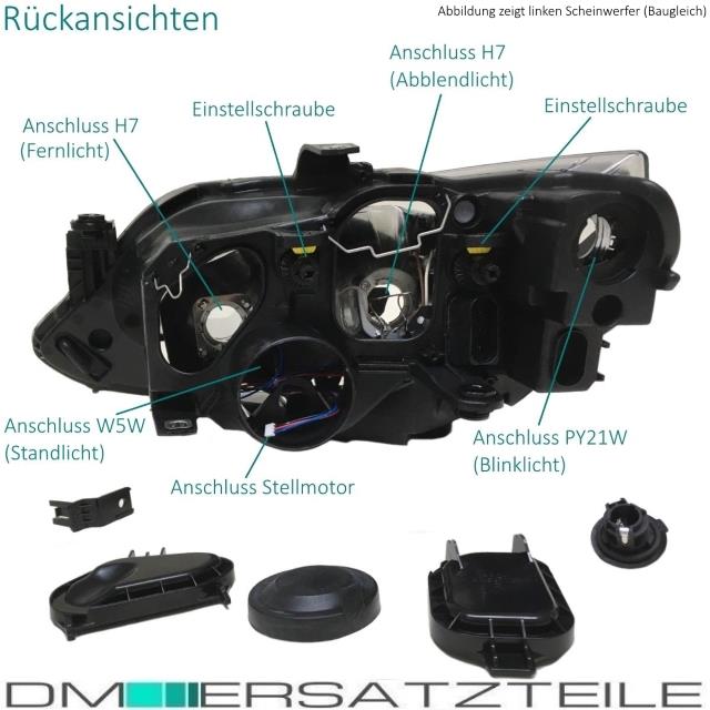 SET Seat Ibiza 6J Scheinwerfer Rechts Klarglas Chrom Schwarz 12-15 H7/H7 + Birnen SET