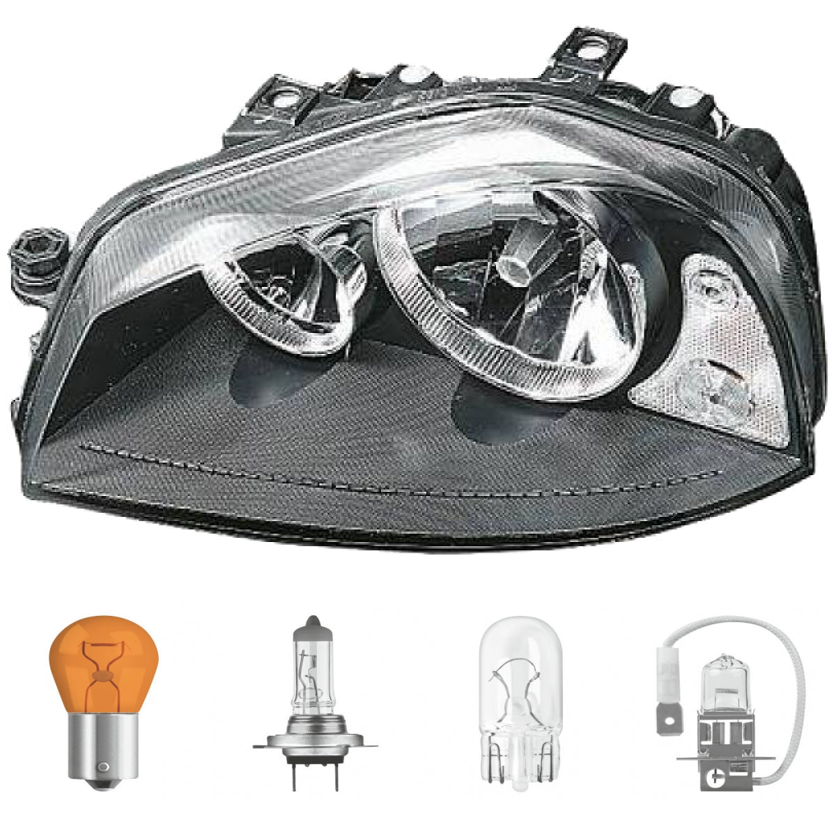 Hauptscheinwerfer links H3 H7 mit Blinklicht passt für Seat Arosa 00-04 inklusive Leuchtmittel/Birnen