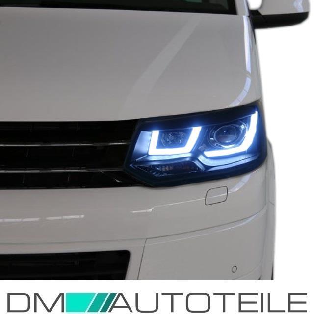 Facelift Scheinwerfer Set Klarglas Schwarz 3D Light Bar H1/H1 passt für VW T5 GP 09-15
