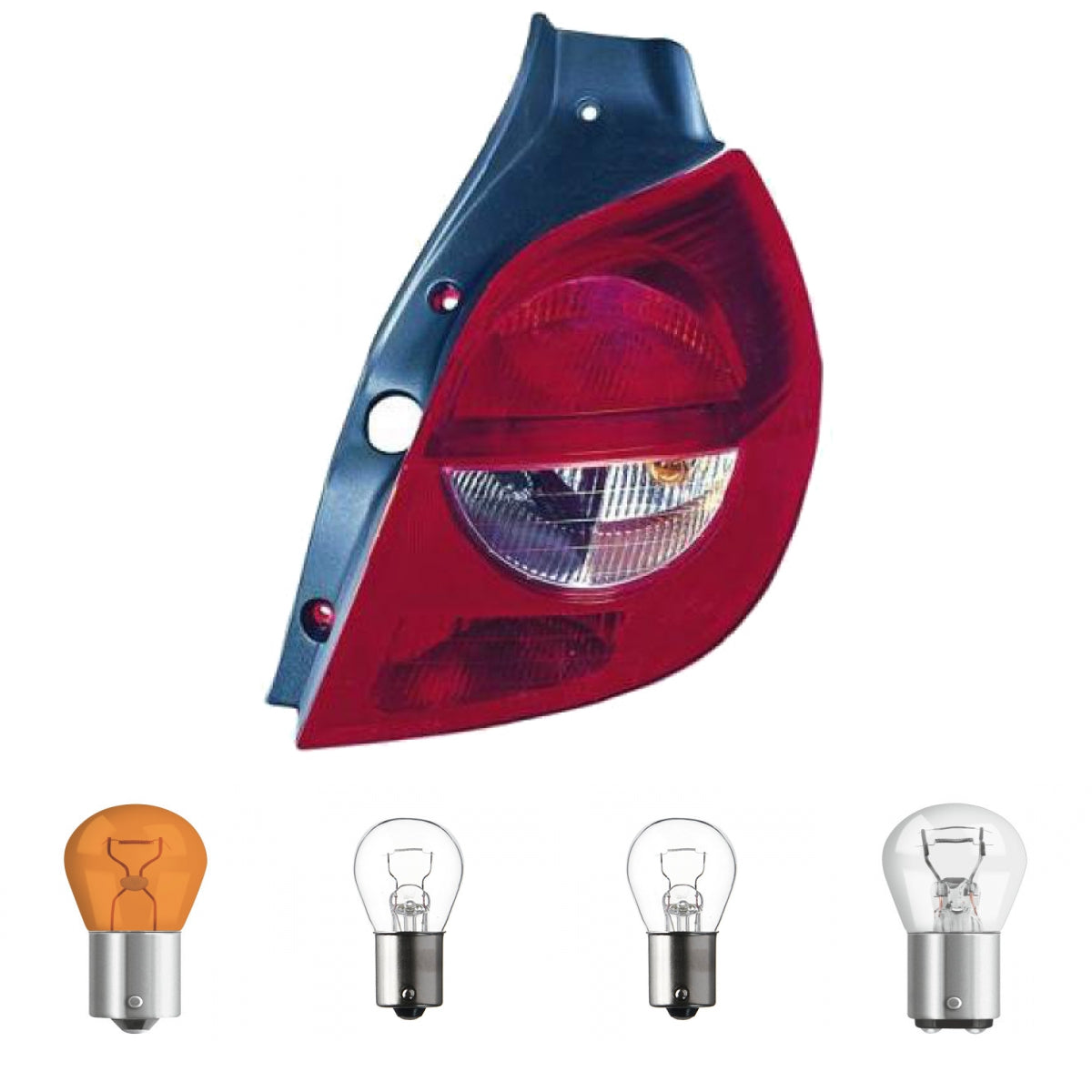 Depo / TYC Heckleuchte Rückleuchte rechts für Renault Clio III BR0 CR0 3/5 Türer 2006-2009 inklusive Leuchtmittel/Birnen