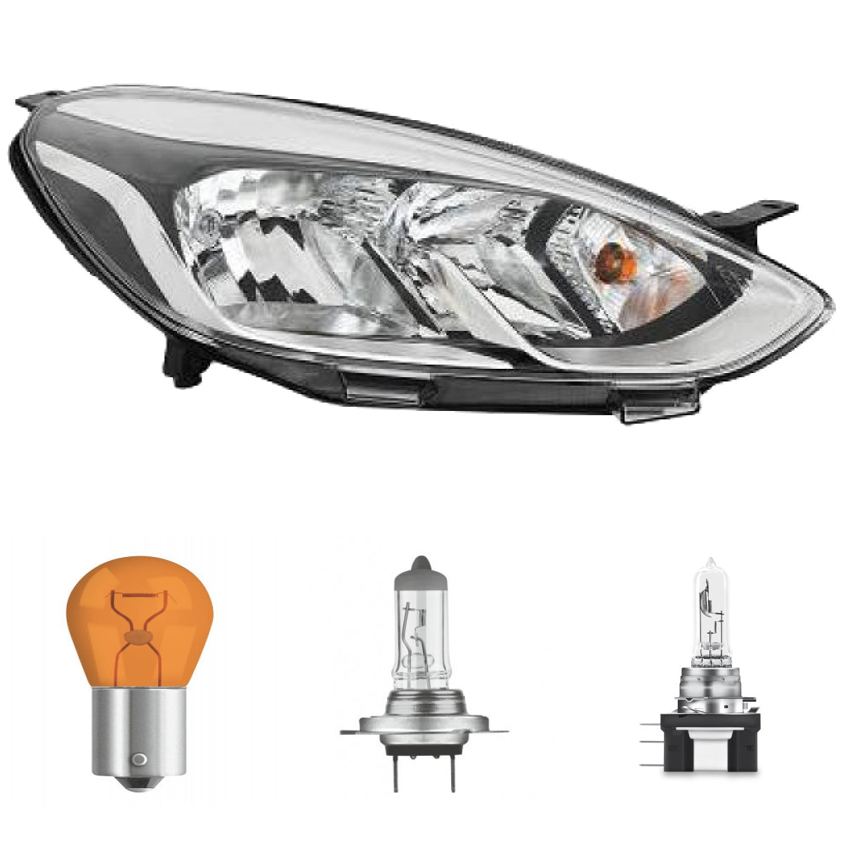 Scheinwerfer rechts+ Motor H7 /H15 /PY21W passt für Ford Fiesta VII ab 2017 inklusive Leuchtmittel/Birnen