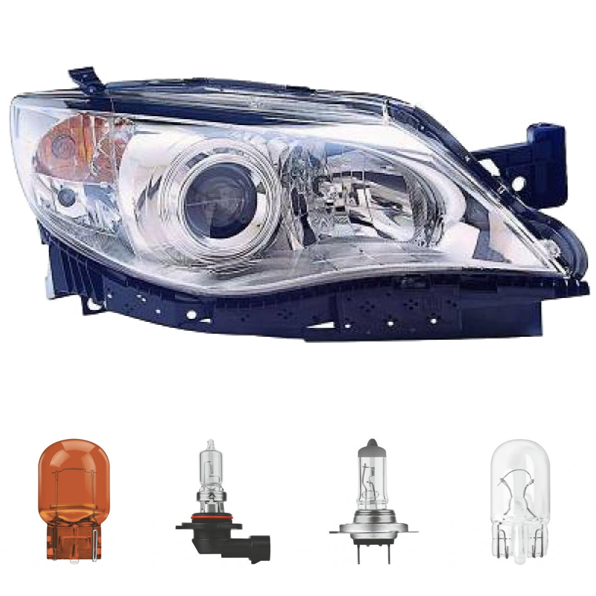 Scheinwerfer Depo chrom H7/HB3 rechts passt für Subaru Impreza (GR) ab 09-13 inklusive Leuchtmittel/Birnen