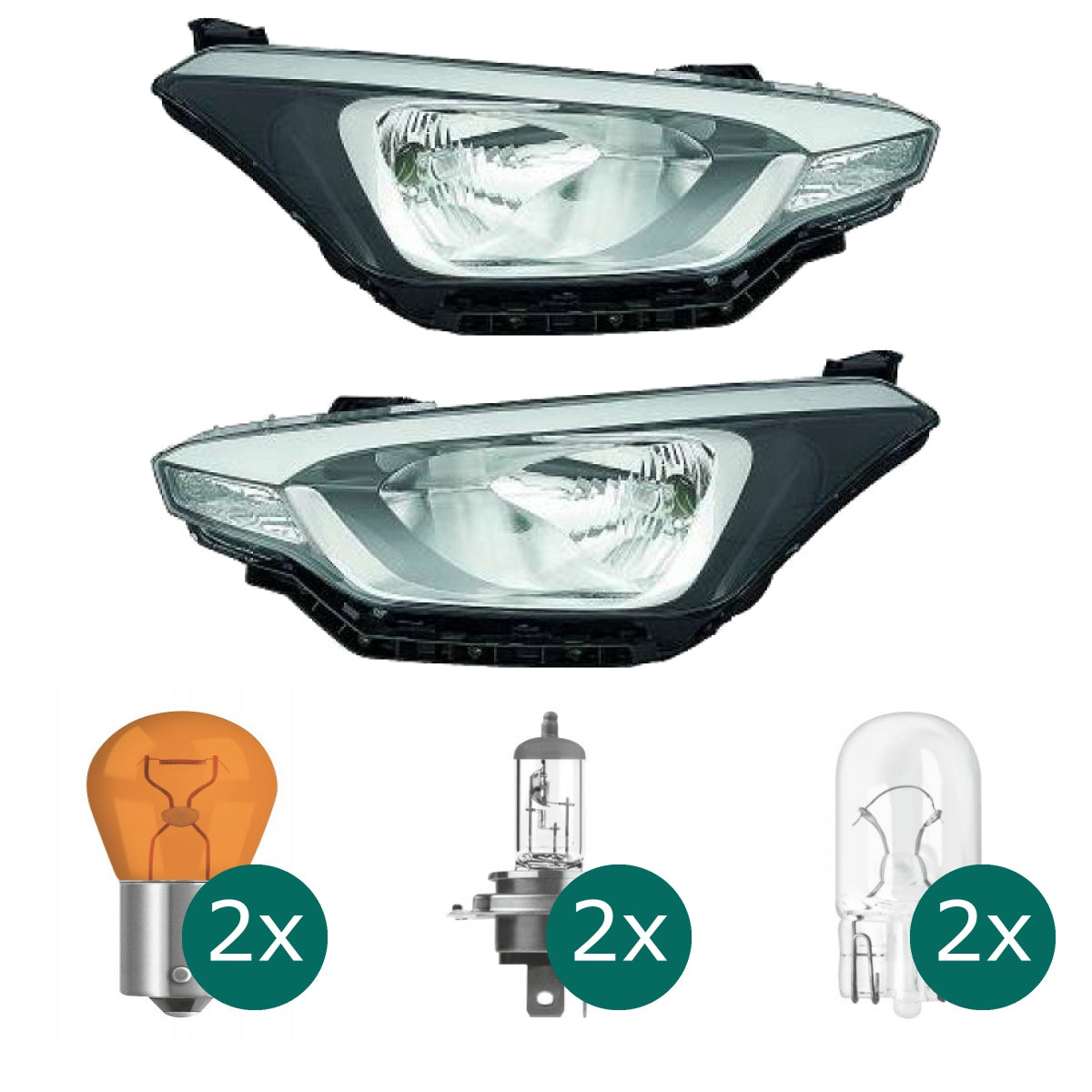 Scheinwerfer schwarz H4 links passt für Hyundai i20 Active (GB) ab 14-20 inklusive Leuchtmittel/Birnen